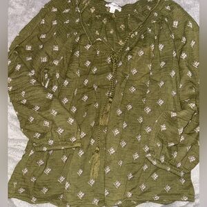 Wonderly small green and white print 3/4 sleeve